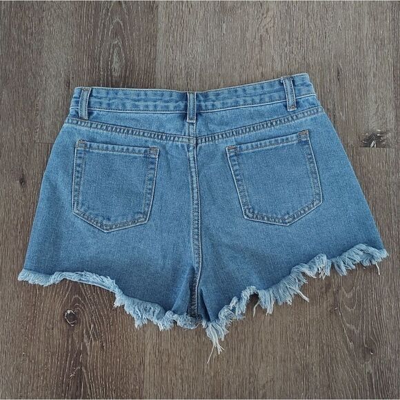 Shein High Waist Distressed Jean Booty Shorts Size 6 - Picture 3 of 8